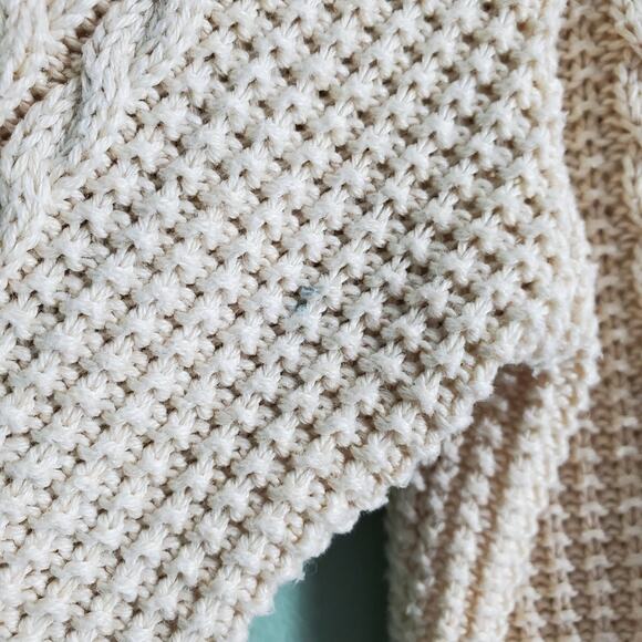 Jeanne Pierre Cable Knit Cowl Neck Cream Sweater Size Medium - Picture 4 of 6